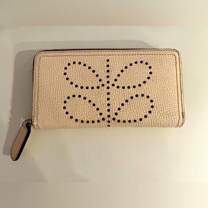Orla Kiely Vintage Blush Leather Punched Floral Wallet